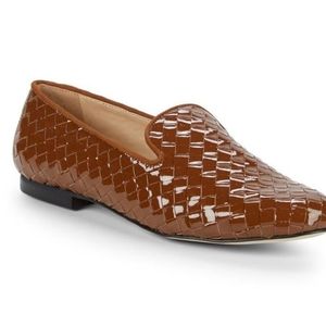 AVA & AIDEN Woven Patent Leather Brown Loafers